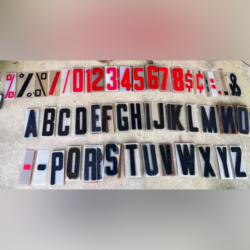Vintage Lot of 532 Sign Letters Numbers Symbols Plastic Outdoor Marquee 9”